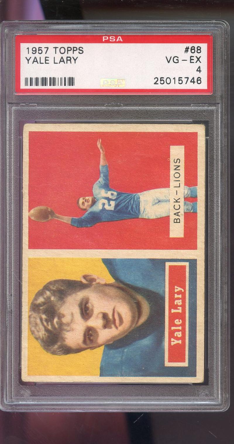 1957 Topps #68 Yale Lary Detroit Lions HOF PSA 4 Graded Football Card NFL