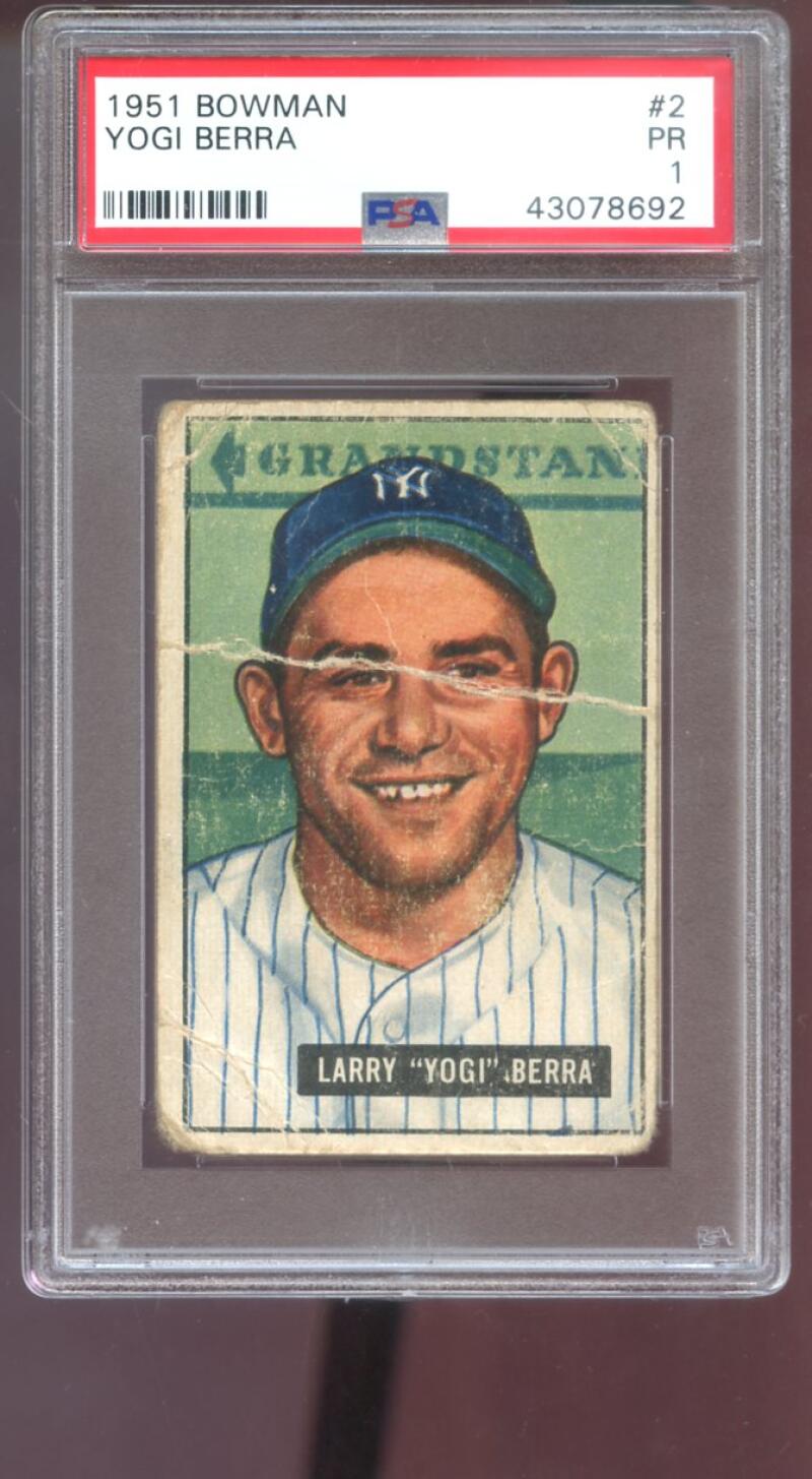 1951 Bowman #2 Larry Yogi Berra PSA 1 Graded Baseball Card MLB New York Yankees