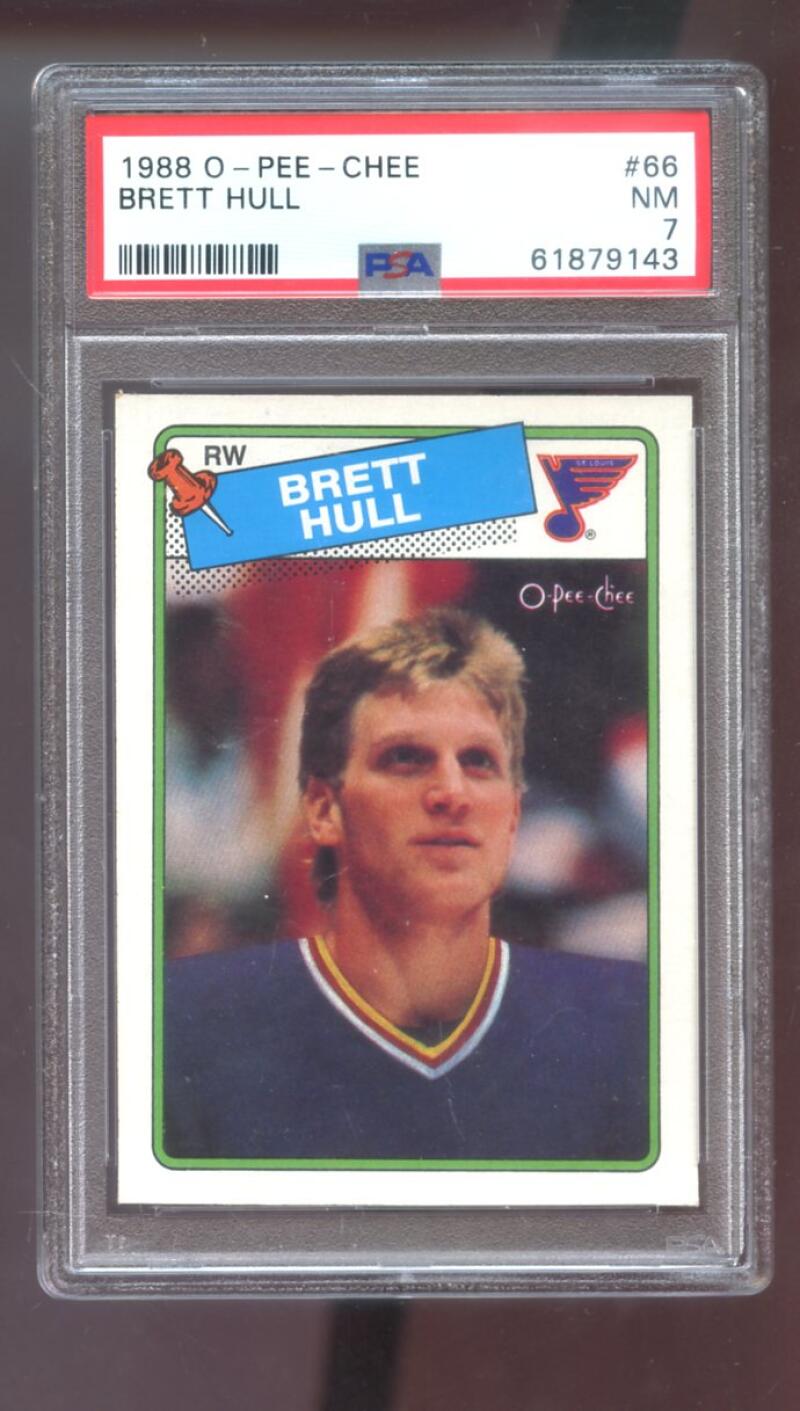1988-89 O-Pee-Chee #66 Brett Hull Rookie RC OPC OPeeChee PSA 7 Graded Card NHL