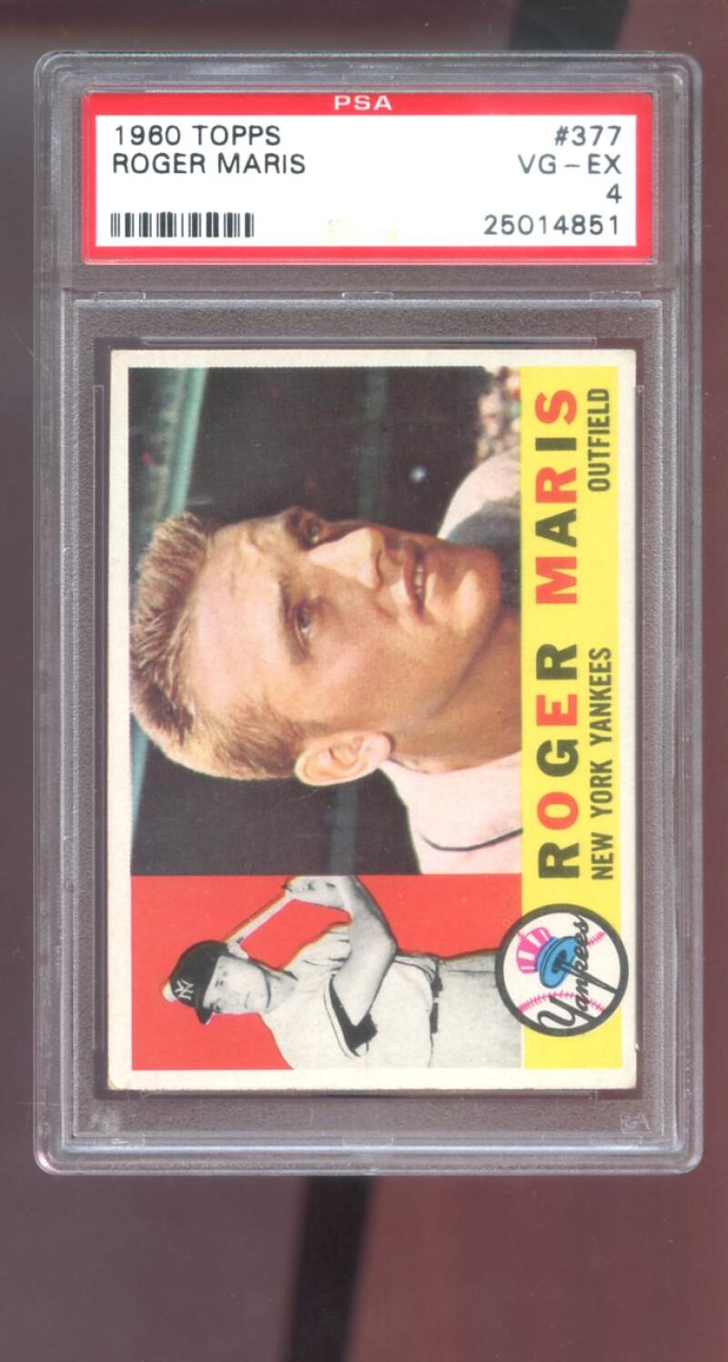 1960 Topps #377 Roger Maris PSA 4 Graded Baseball Card MLB New York Yankees