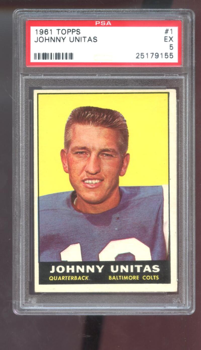 1961 Topps #1  Johnny Unitas John Unitas PSA 5 Graded Football Card NFL Colts