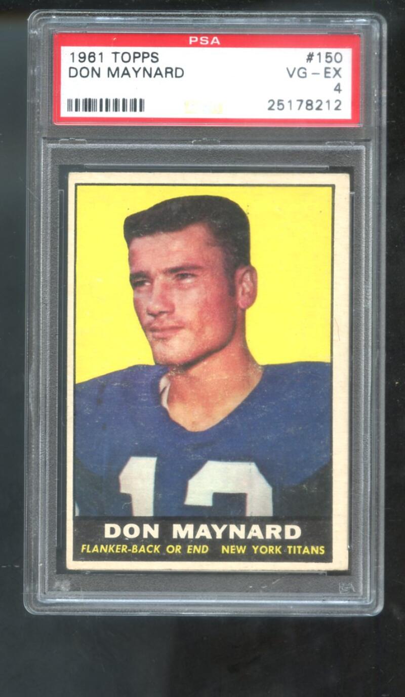 1961 Topps #150 Don Maynard ROOKIE RC PSA 4 Graded Football Card New York Titans
