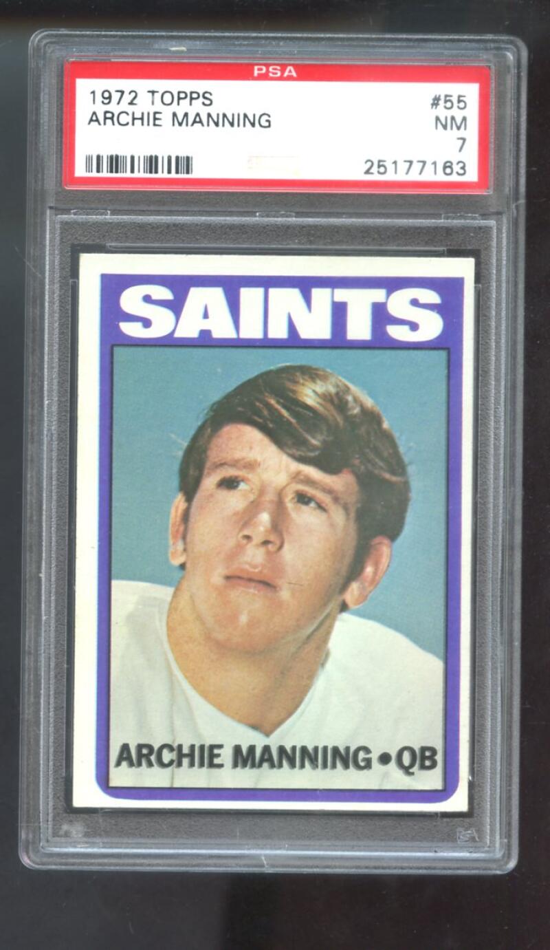 1971 Topps #55 Archie Manning ROOKIE RC PSA 7 Graded Football Card NM Saints