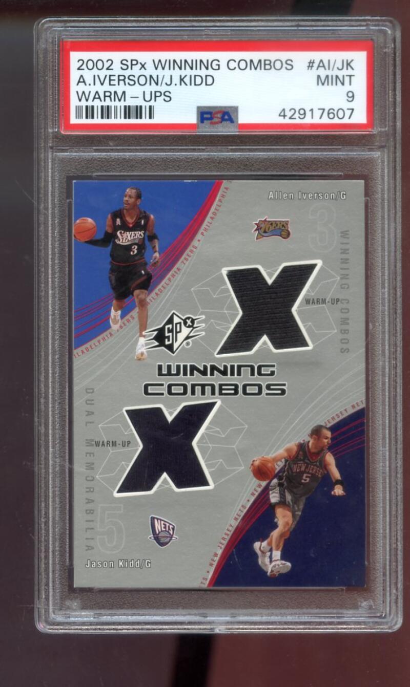 2002-03 SPx Winning Combos Warm-Up Allen Iverson Jason Kidd Game-Used PSA Graded