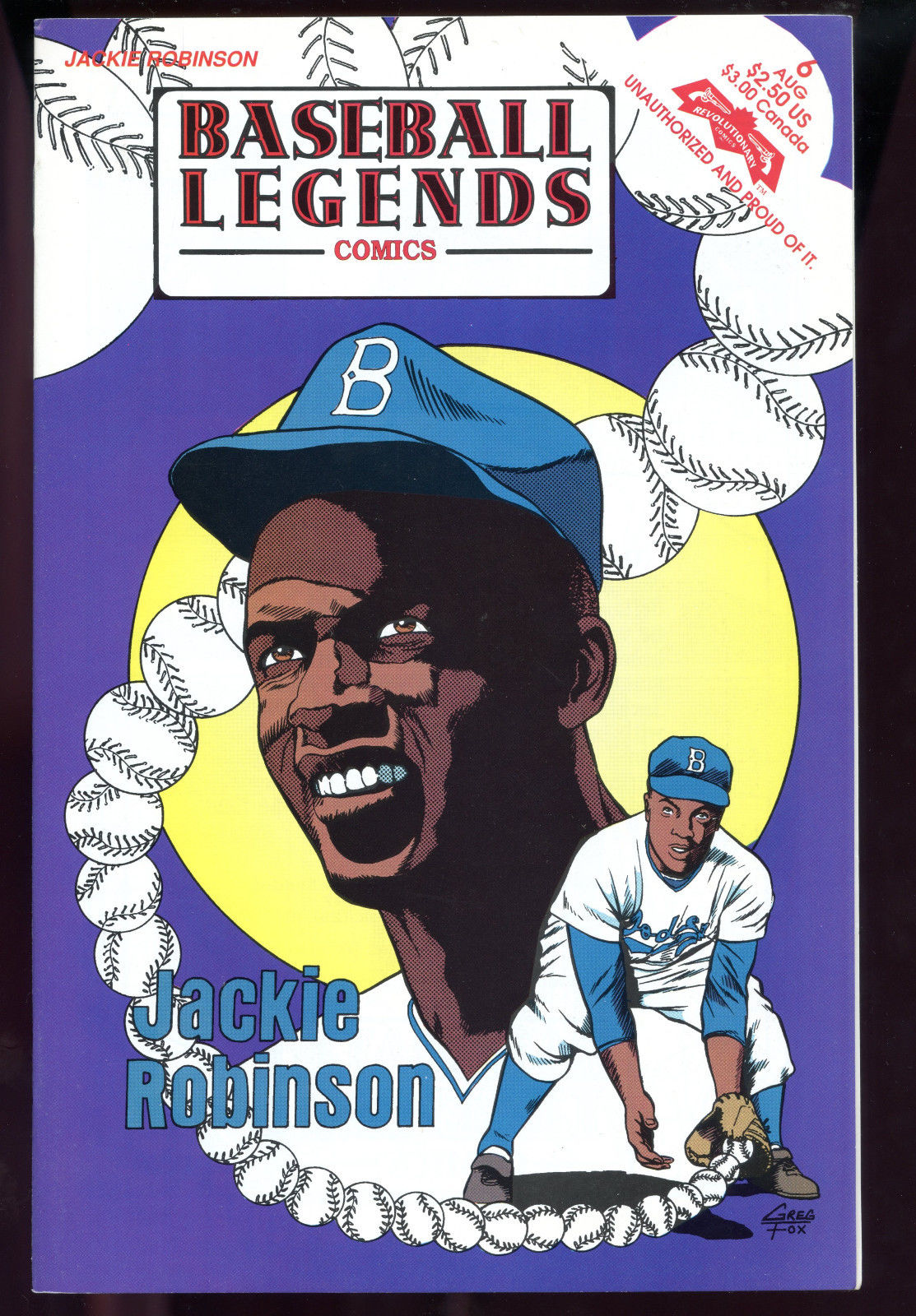 1992 Revolutionary Comic Book 6 Baseball Legend Jackie Robinson Brooklyn Dodgers