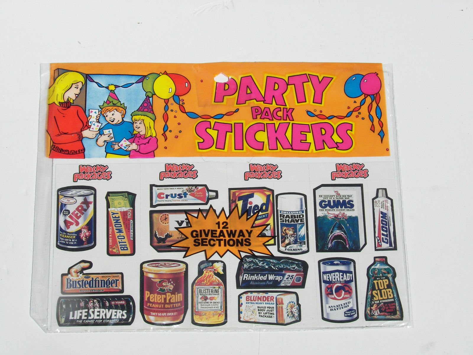 Wacky Packages Set Spindex Packs Party Pack Stickers Uncut Sheet